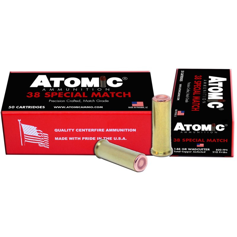 Atomic Ammunition 449 Match Precision Craft 38 Special 148 gr Hollow Base Wadcutter 50 Per Box 10 Case