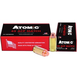 Atomic Ammunition 448 Match Precision Craft 45 ACP 185 gr Semi Wadcutter 50 Per Box 10 Case