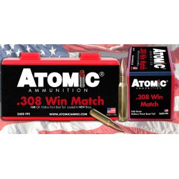 Atomic Ammunition 00460 Rifle Match 308 Win 168 gr Tipped MatchKing 20 Per Box 10 Case