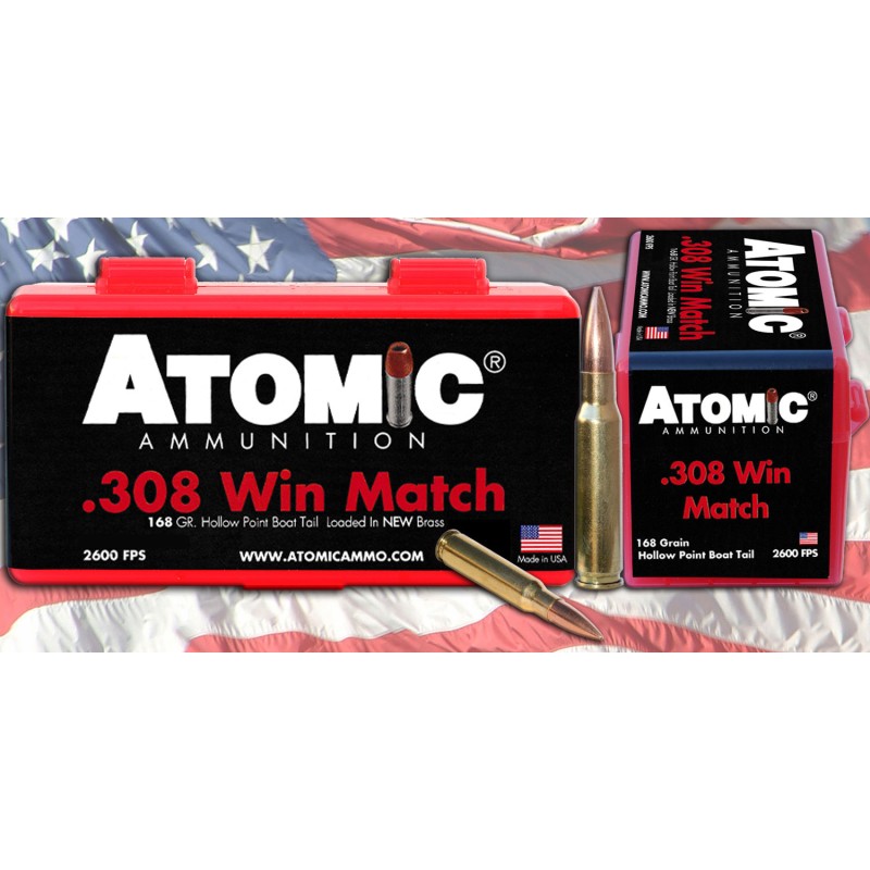 Atomic Ammunition 00460 Rifle Match 308 Win 168 gr Tipped MatchKing 20 Per Box 10 Case