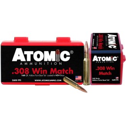 Atomic Ammunition 00426 Rifle Match 308 Win 168 gr Hollow Point Boat Tail 50 Per Box 10 Case