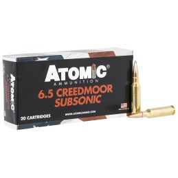 Atomic Ammunition 00482 Rifle Subsonic 6.5 Creedmoor 129 gr Jacket Hollow Point 20 Per Box 10 Case