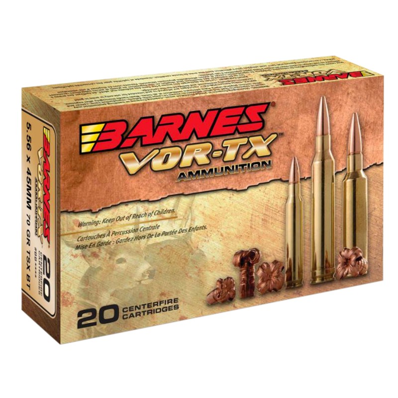 Barnes Bullets 31191 VORTX Rifle 5.56x45mm NATO 70 gr TSX Boat Tail 20 Per Box 10 Case