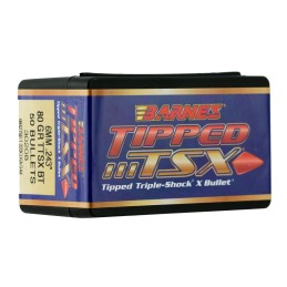 Barnes Bullets 30208 Tipped TSX  6mm .243 80 gr TTSX Boat Tail 50 Per Box