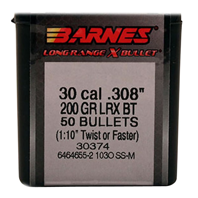 Barnes Bullets 30374 LRX Long Range 30 Cal .308 200 gr LRX Boat Tail 50 Per Pack