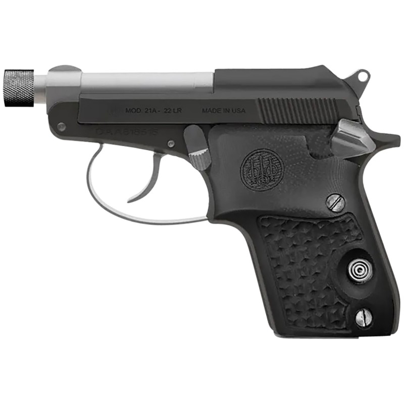 Beretta USA SPEC0697A 21A Bobcat Silver Black Gorilla MicroCompact Frame 22 LR 71 2.90 SS Threaded TipUp Barrel Black Serrated S