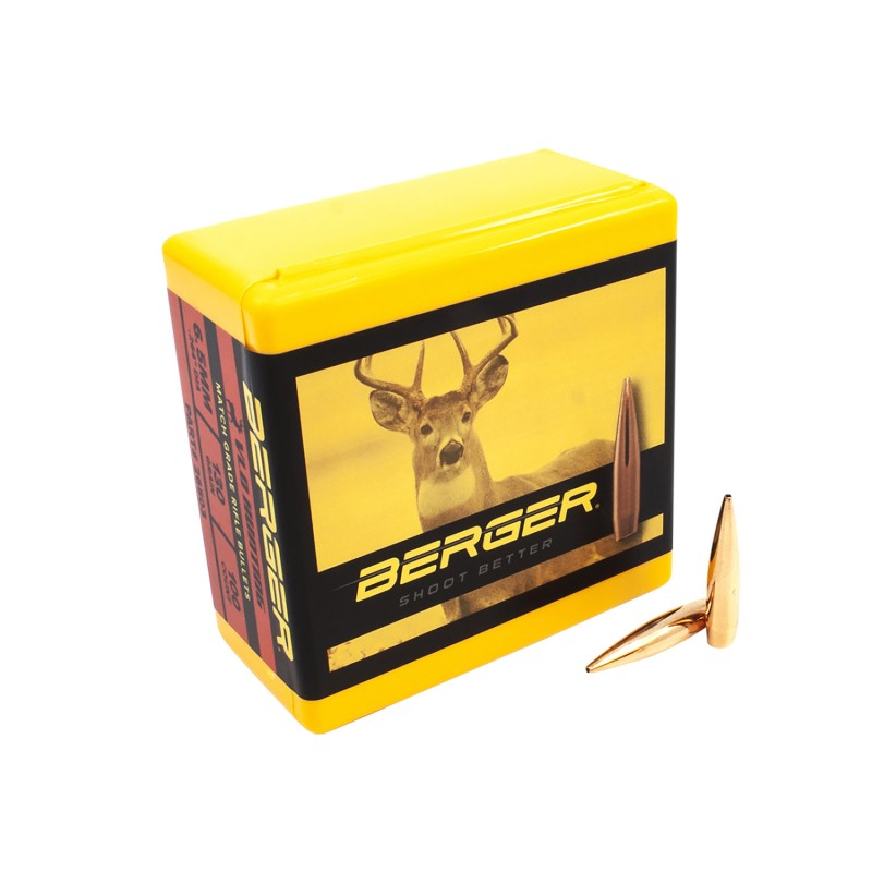 Berger Bullets 26503 VLD Hunting Match Grade 6.5 Creedmoor .264 130 gr Secant Very Low Drag 100 Per Box