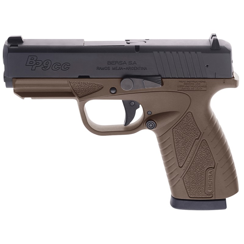 Bersa BP9DECC BPCC  SubCompact Frame 9mm Luger 81 3.30 Black Steel Barrel Matte Black Serrated Steel Slide Flat Dark Earth Polym