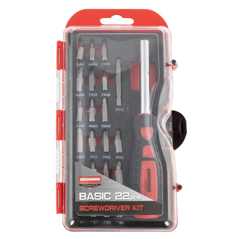 Birchwood Casey BSDS Basic Screwdriver Kit  22 Pieces Includes SlottedPhilipsTorxHex Heads