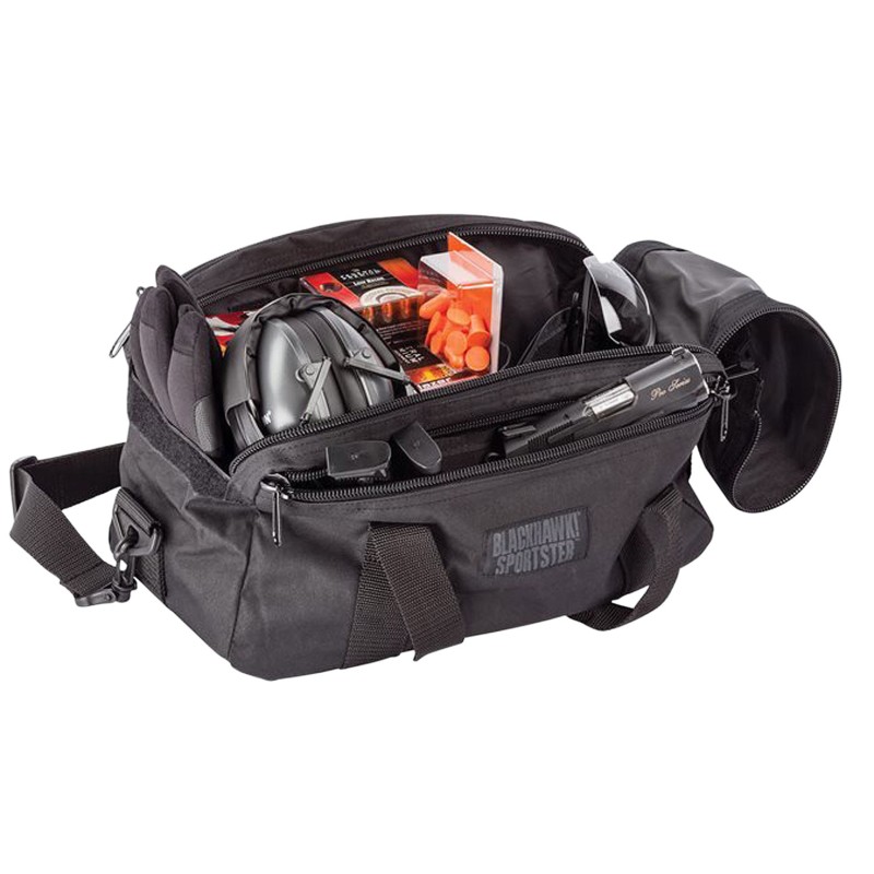 Blackhawk 74RB02BK Sportster Pistol Range Bag Black 600D Polyester with 2 Pistol Rugs STRIKE Webbing Foam Padding  SelfHealing Z