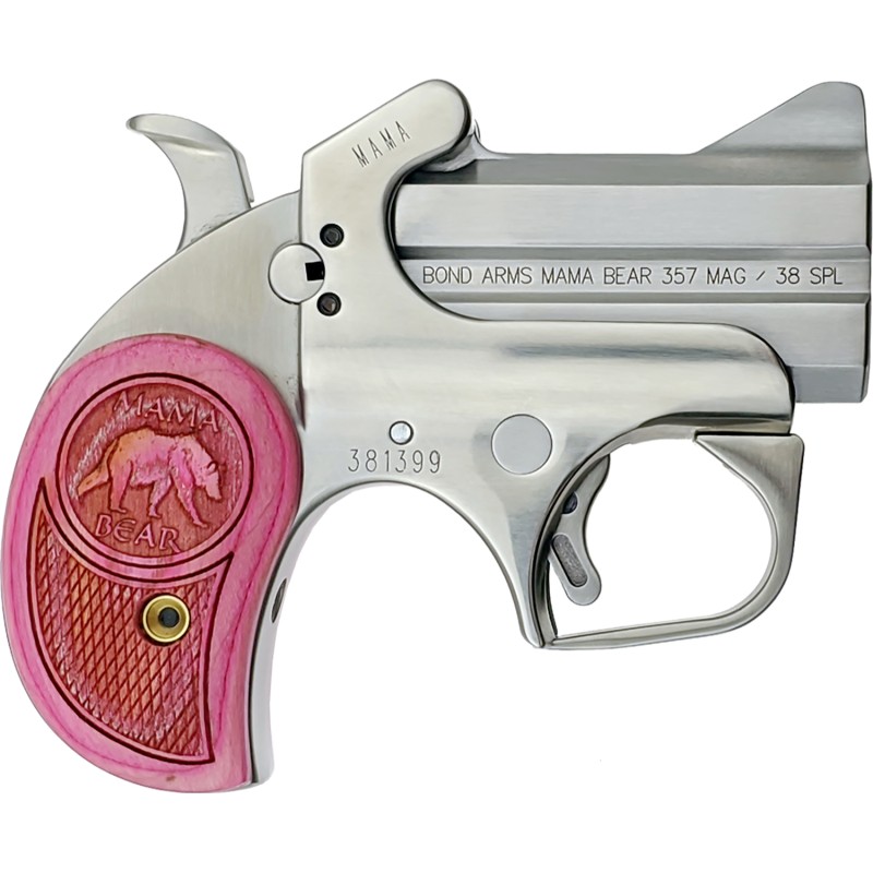 Bond Arms BAMB Mama Bear  357 Mag38 Special 2rd 2.50 Stainless Steel Double Barrel  Frame Auto Extractors  Rebounding Hammer Bla