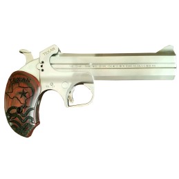 Bond Arms BATX Texan  Derringer Single 45 Colt LC410 Gauge 2rd 6 Stainless Steel Double Barrel  Frame Blade FrontFixed Rear Sigh