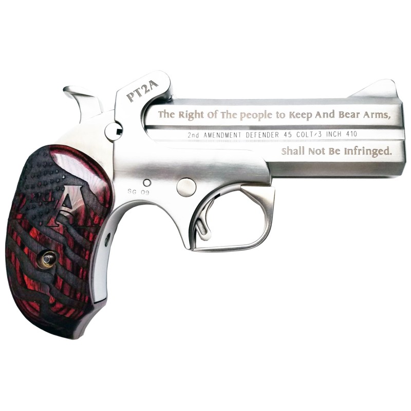 Bond Arms PT2A Protect the 2nd Amendment  38 Special357 Mag 4.25 2 Round Stainless Steel Rosewood Grip