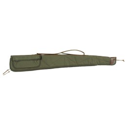 Bob Allen 14533 Canvas Shotgun Case made of Canvas with Green Finish Leather Strap  Sling Quilted Flannel Lining with Batting  S