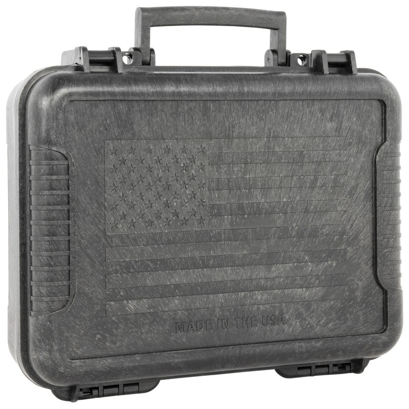 Outdoor Connection 10017 Molded Pistol Case  11 Long Black wUS Flag Polypropylene