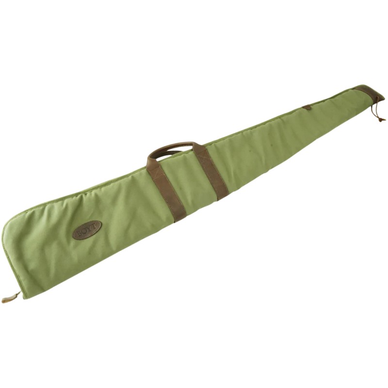 Boyt Harness GCSGUS52 Canvas  Shotgun Case 52 Green Waxed Canvas with Tanned Leather Accents Quilted Flannel Lining