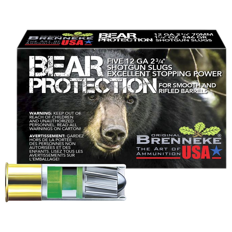 Brenneke SL122BP Bear Protection  12 Gauge 2.75 1 14 oz Slug Shot 5 Per Box 50 Case