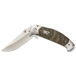 Browning 3220355 Tactical Hunter  3.25 Folding Modified Drop Point Plain 9Cr18MoV SS BladeMossy Oak Bottomland Stainless Steel H