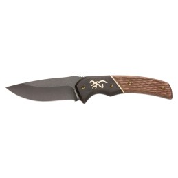 Browning 3220397 Hunter  Large 3.63 Fixed Drop Point Plain Black Oxide Stonewashed 440C SSBlade Brown Jigged Walnut Handle Inclu