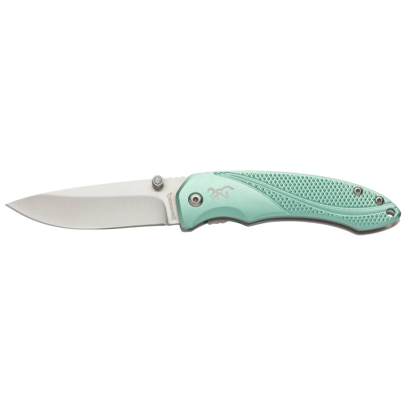 Browning 3220360 Allure  EDC 2.88 Folding Drop Point Plain 7Cr17MoV SS Blade Mint Green Textured Anodized Aluminum Handle  Inclu