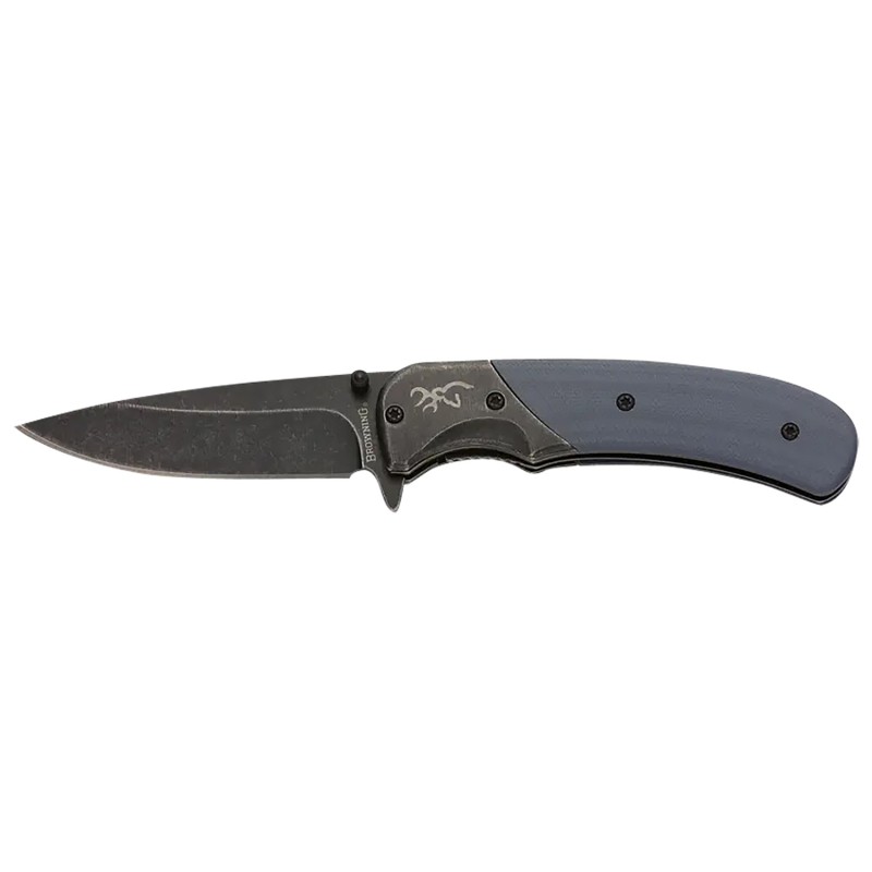 Browning 3220365 The Range  EDC Compact 2.75 Folding Drop Point Plain Black Oxide Stonewashed 7Cr17MoV SS Blade BlackBlue Alumin