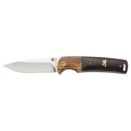 Browning 3220231 Buckmark Hunter EDC 3 Folding Drop Point Plain Mirror Polished 8Cr14MoV SS Blade BlackNatural Finger Grooved wB