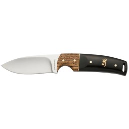 Browning 3220271 Buckmark Hunter EDC 3.13 Fixed Drop Point Plain Mirror Polished 8Cr14MoV SS Blade BlackZebra Finger Grooved wBr