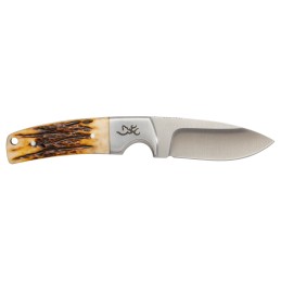 Browning 3220509B Buckmark Hunter 3 Fixed Drop Point Plain 8Cr13MoV SS Blade Brown Jigged Ox Bone Handle Box