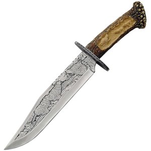 Bowie Knife w Display Wolf