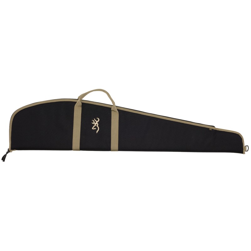 Browning 1410049244 Plainsman Rifle Case 44 Black with Tan Trim 600D Polyester with Webbed Handles Foam Padding  Brushed Tricot 