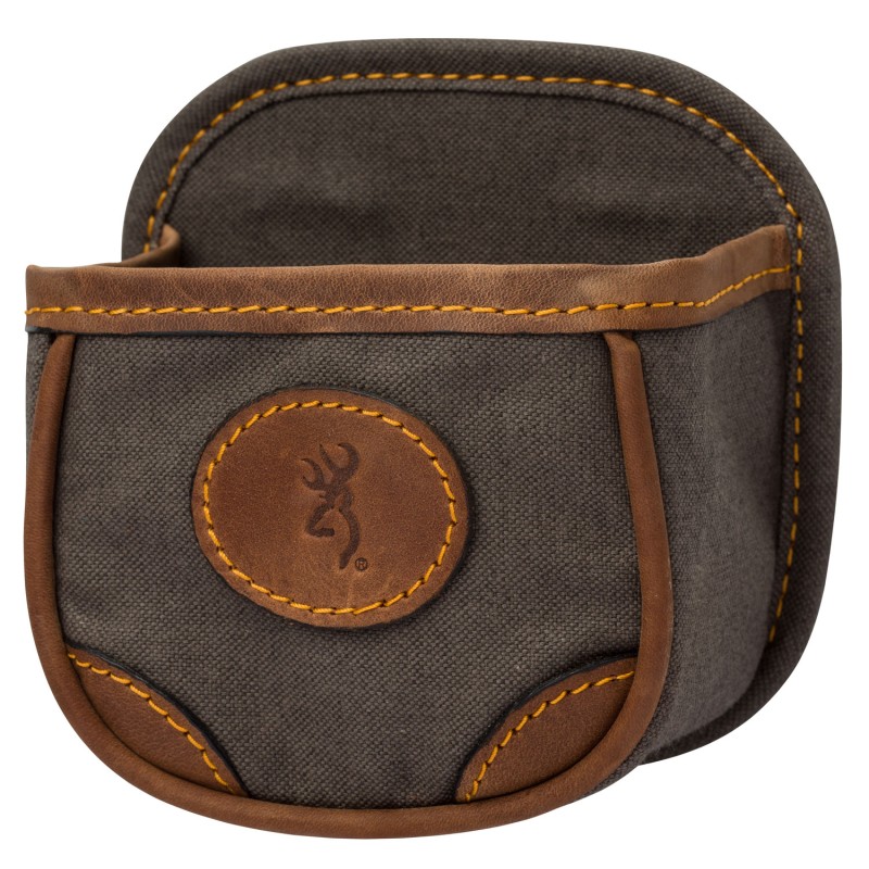 Browning 121388694 Lona Shell Carrier Flint Canvas Body wLeather Accents Capacity 1 Box Belt Clip Mount