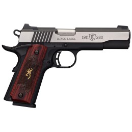 Browning 051912492 1911380 Black Label Medallion Pro 380 ACP 81 4.25 Target Crown Barrel Blackened wSilver Polished Flats Serrat