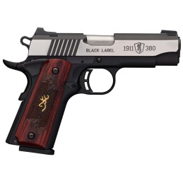 Browning 051915492 1911380 Black Label Medallion Pro Compact 380 ACP 81 3.63 Target Crown Steel Barrel Blackened wSilver Polishe