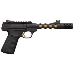 Browning 051573490 Buck Mark Plus Vision SR 22 LR 101 5.87 Black AnodizedGold CerakoteSRThreaded Barrel Matte Black Serrated Ste