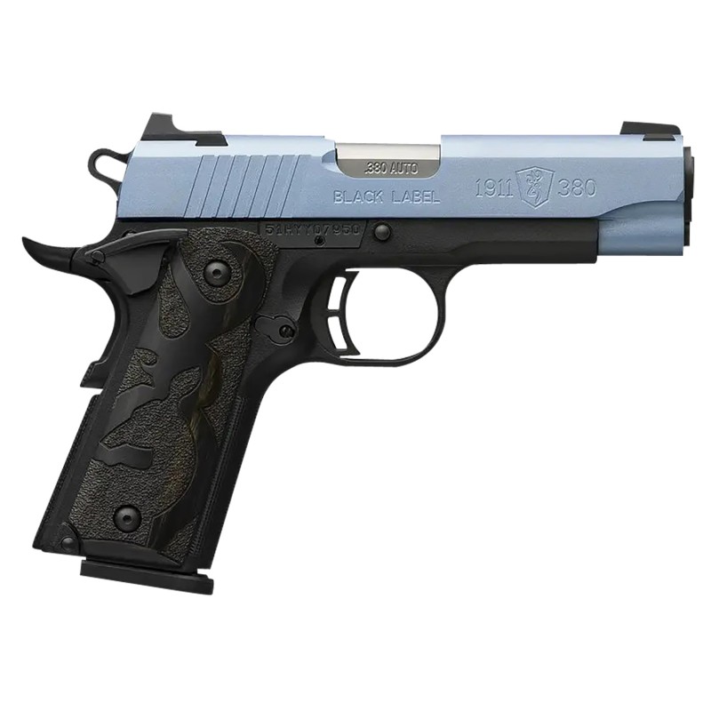 Browning 051990492 1911380 Black Label Compact Frame 380 ACP 81 3.63 Matte Stainless Steel Barrel Polar Blue Cerakote Serrated S