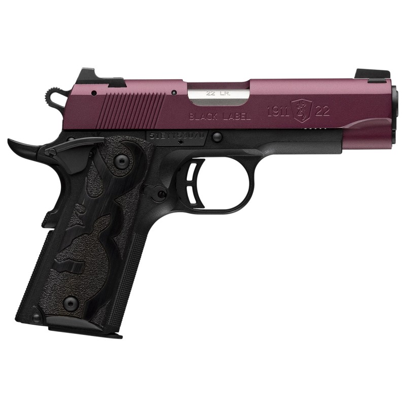 Browning 051062490 191122 Black Label Compact Frame 22 LR 101 3.63 Matte Stainless Steel Barrel Black Cherry Cerakote Serrated S