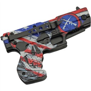Gun Linerlock A/O Skull Flag