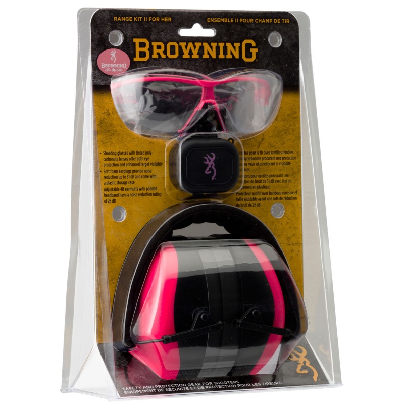 Browning 126373 Range Kit  Foam Plastic with Foam 27 dB 36 dB Over the Head Orange PinkBlack Women