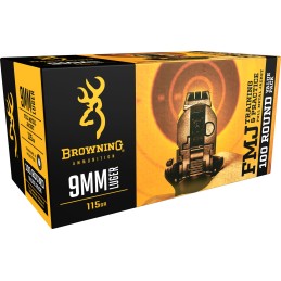 Browning Ammo B191800094 FMJ Value Pack 9mm Luger 115 gr Full Metal Jacket 100 Per Box 5 Case Value Pack