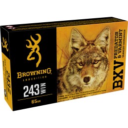 Browning Ammo B192302431 BXV Predator  Varmint 243 Win 65 gr Varmint Expansion Polymer Tip 20 Per Box 10 Case