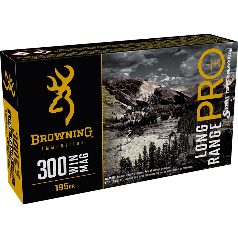 Browning Ammo B192503001 Long Range Pro  300 Win Mag 195 gr Sierra MatchKing BTPT 20 Per Box 10 Case