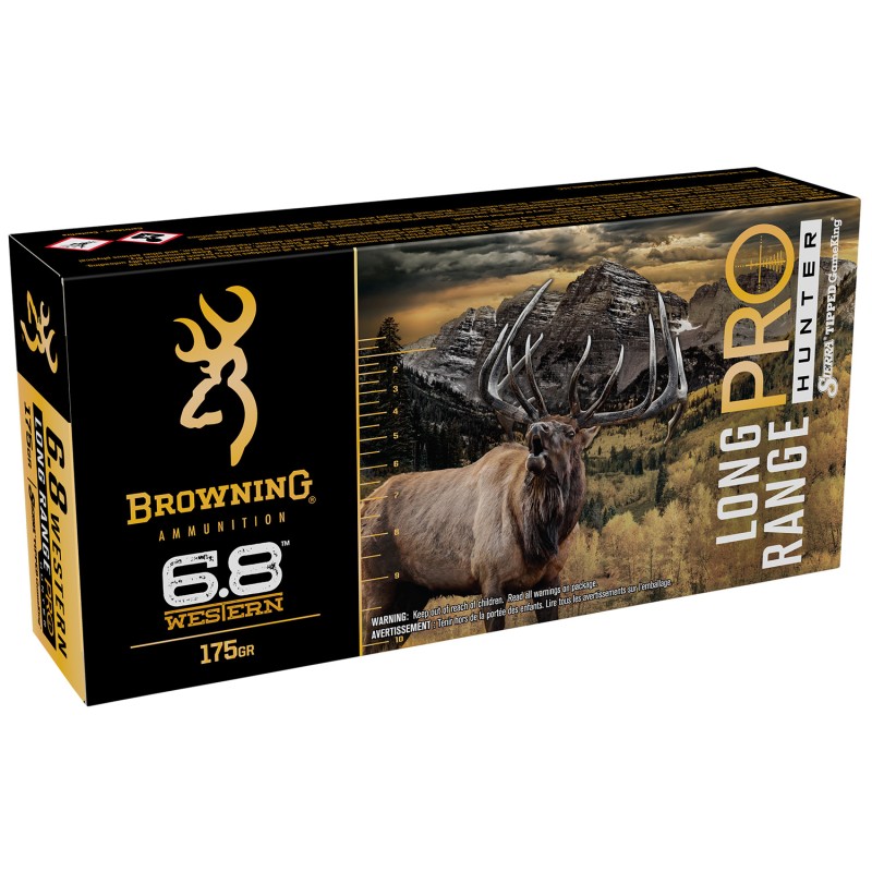 Browning Ammo B192500682 Long Range Pro Hunter 6.8 Western 175 gr Sierra Tipped GameKing 20 Per Box 10 Case