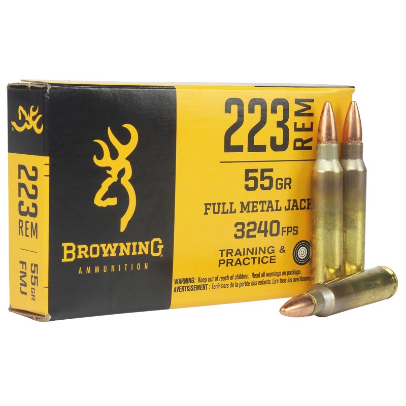 Browning Ammo B192802231   223 Rem 55 gr Full Metal Jacket 20 Per Box 50 Case