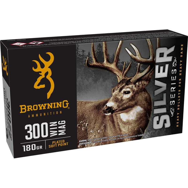 Browning Ammo B192603001  Silver 300 Win Mag 180 gr 20 Per Box 10 Case