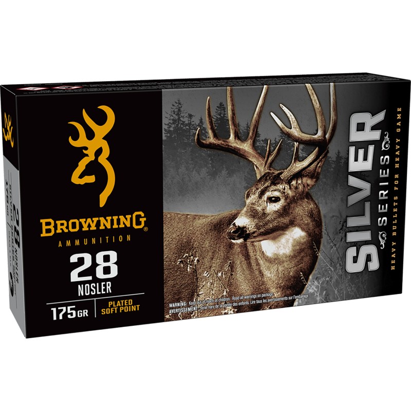 Browning Ammo B192600281  Silver 28 Nosler 175 gr 20 Per Box 10 Case