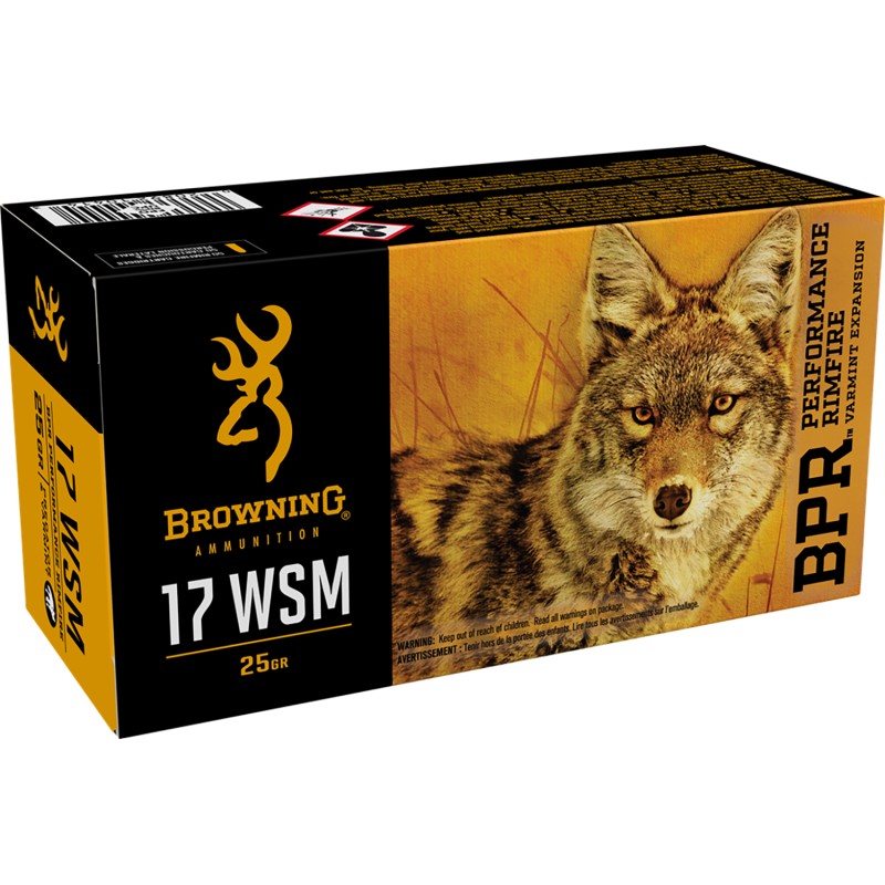 Browning Ammo B196117050 BPR Performance Rimfire  17 WSM 25 gr 50 Per Box 10 Case