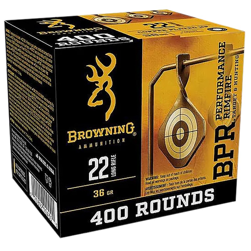 Browning Ammo B194122401   22 LR 36 gr Plated Hollow Point 400 Per Box 4 Case