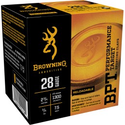 Browning Ammo B193632827 BPT Performance Target Sporting Clay 28 Gauge 2.75 34 oz 7.5 Shot 25 Per Box 10 Case