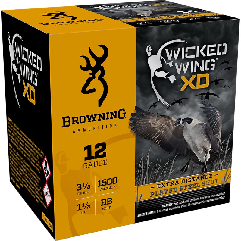 Browning Ammo B193411240 Wicked Wing XD  12 Gauge 3.50 1 12 oz BB Shot 25 Per Box 10 Case