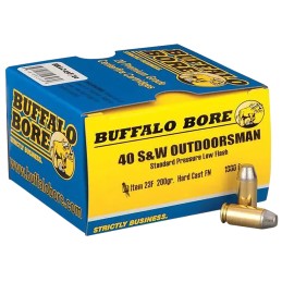 Buffalo Bore Ammunition 23F20 Outdoorsman Strictly Business 40 SW 200 gr Hard Cast Flat Nose 20 Per Box 12 Case